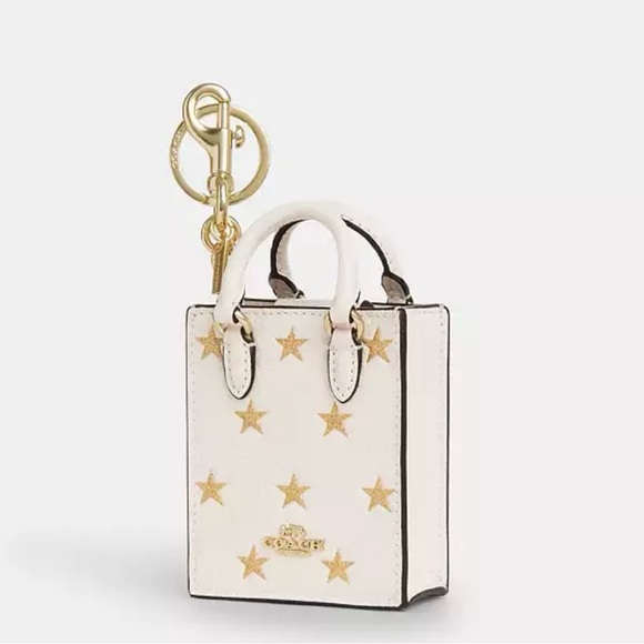 Coach North/South Mini Tote Bag Charm With Star Print # CX074 - Picture 2 of 5